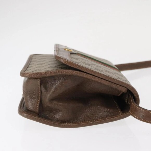 GUCCI GG Supreme Web Sherry Line Shoulder Bag PVC Beige Gold Auth 155593 - Picture 6 of 16